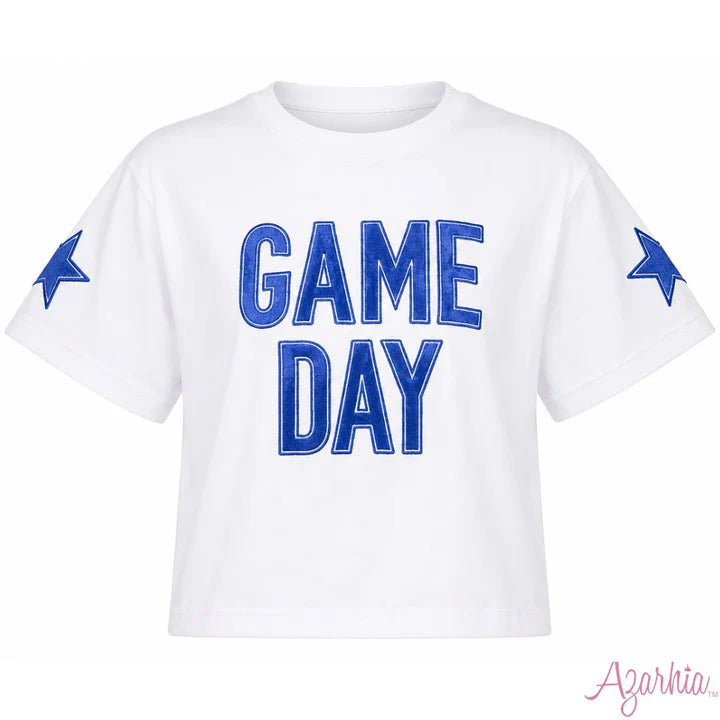 Azarhia Royal Shimmer Applique Boxy Tee