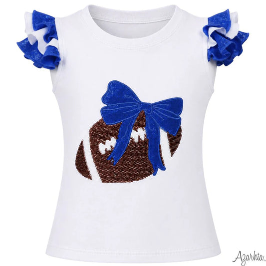 Azarhia Royal Shimmer Sequin Football Tee