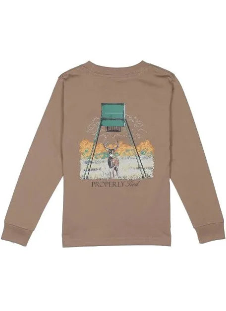 Properly Tied Walnut L/S Deer Feeder Tee