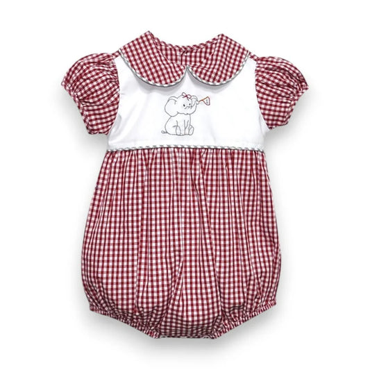 Southern Saturday Crimson/Gray Elephant Flag Girl Bubble
