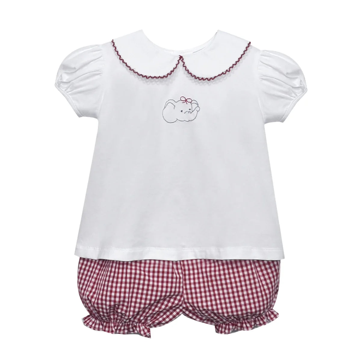 Southern Saturday Crimson/Gray Elephant Knit Girl Bloomer Set