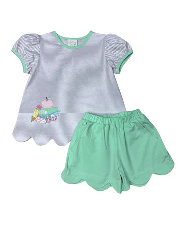 Delaney Off to School Scalloped Short Set