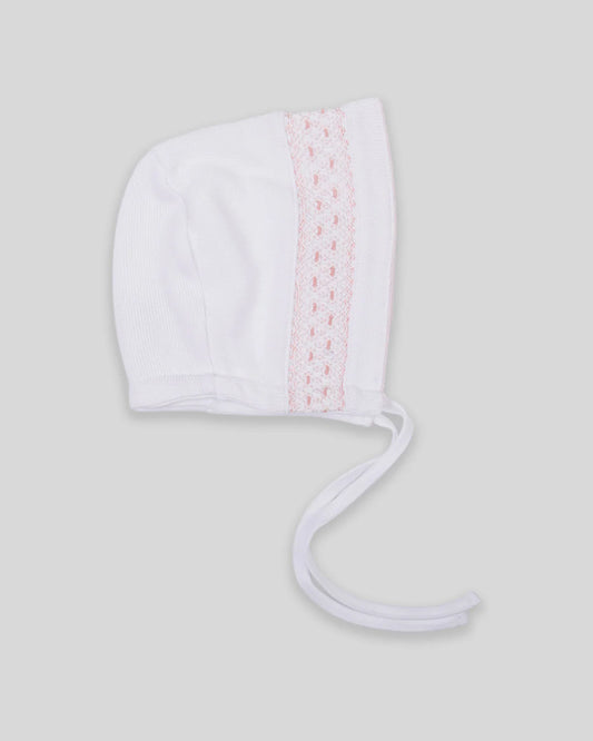 Mio Cotton White Special Knit Daphne Smocked Bonnet