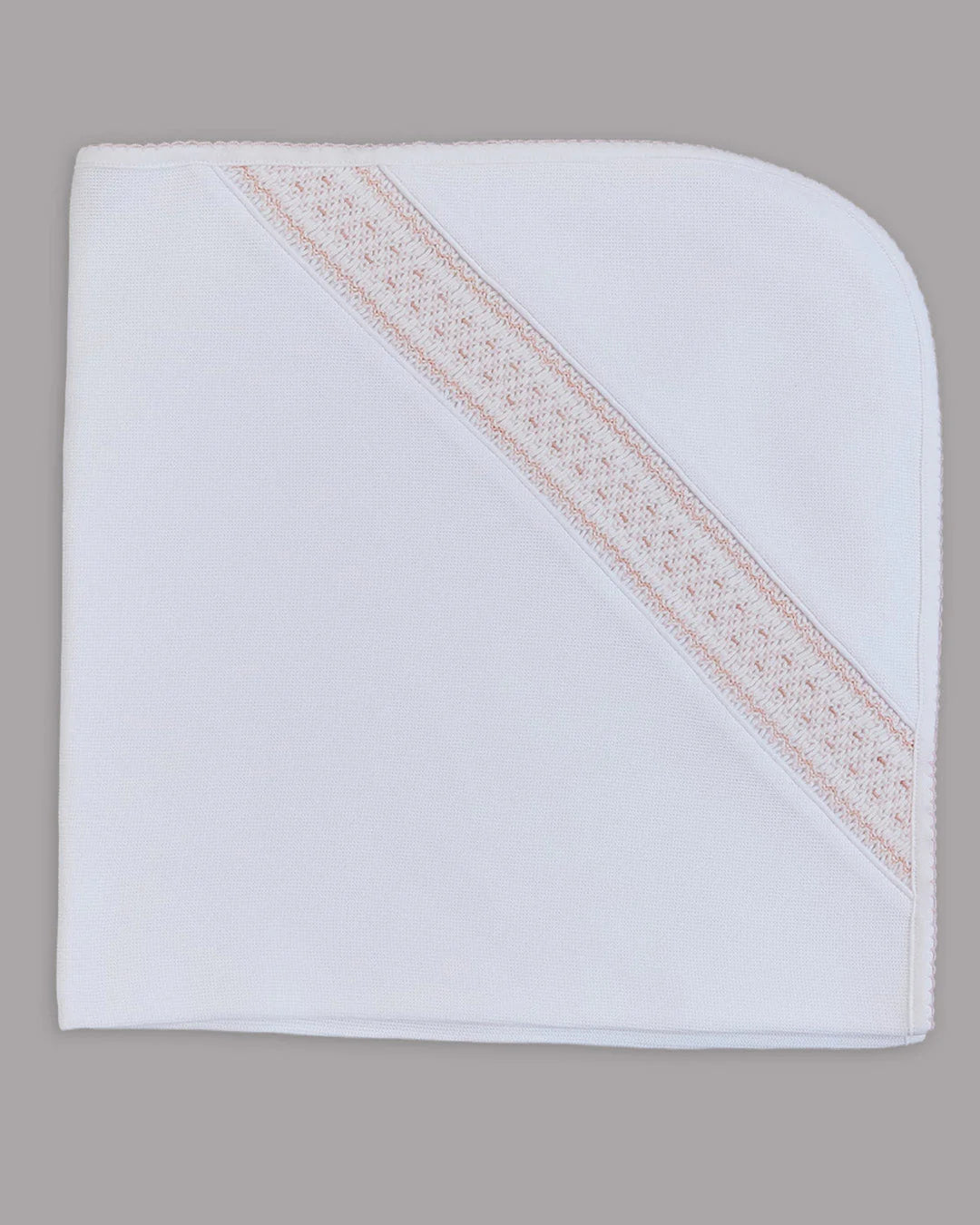 Mio Cotton White Special Knit Daphne Smocked Blanket