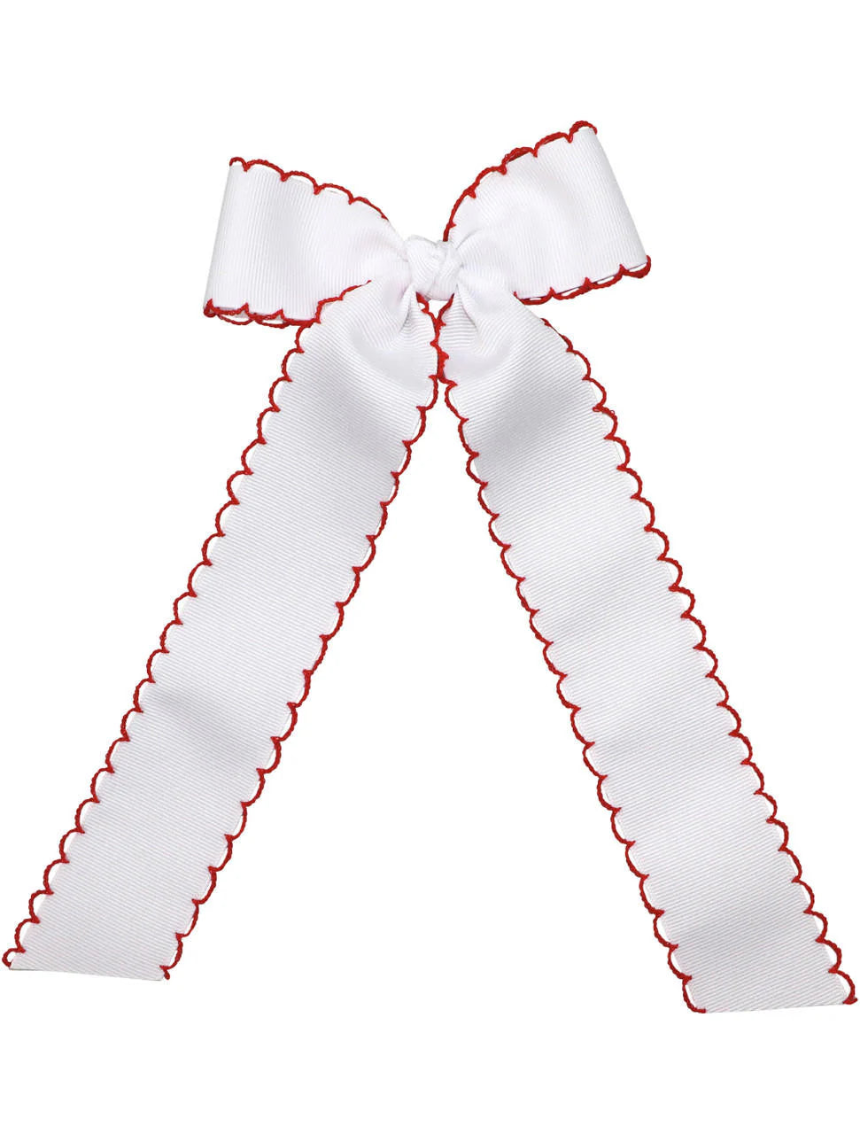 White/Red Moonstitch Streamer Bow