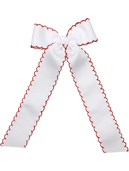 White/Red Moonstitch Streamer Bow