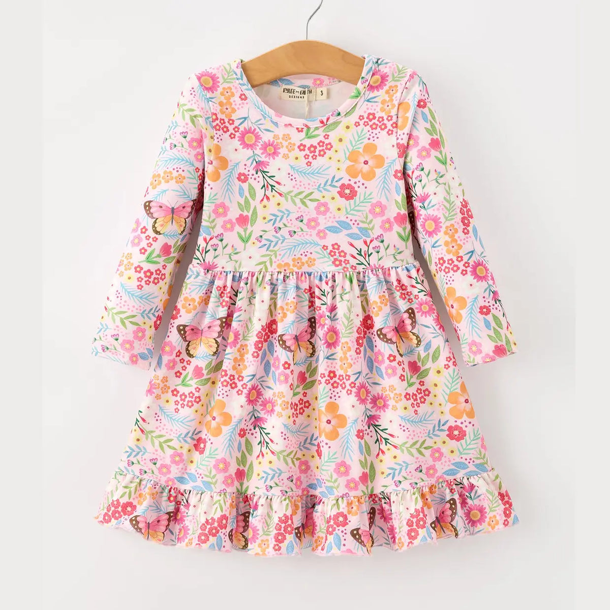 Fall Butterfly Floral Twirl Dress