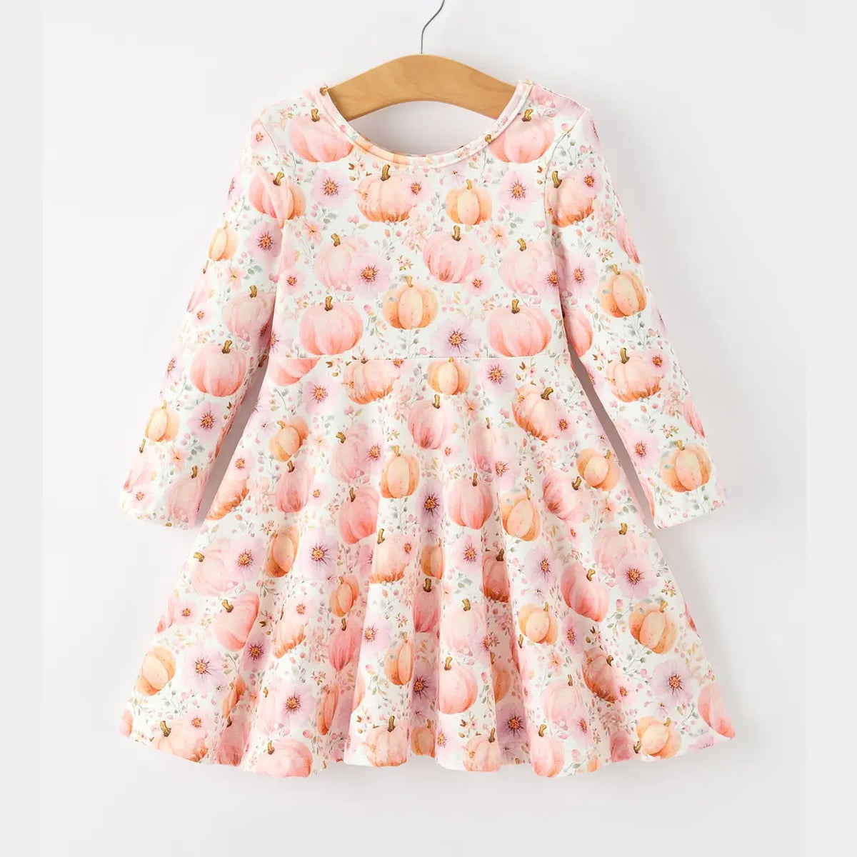 Fall Pink Pumpkin Twirl Dress