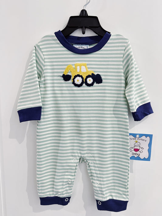 Three Sisters Backhoe Applique Boys Romper