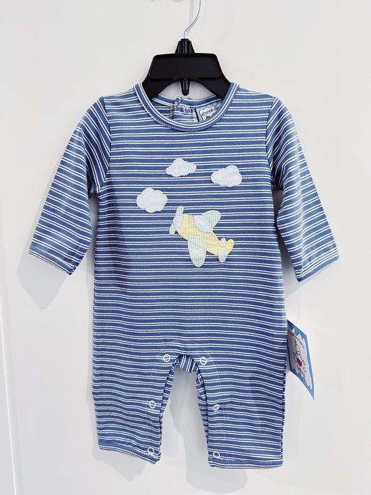 Three Sisters Airplane Applique Boys Romper