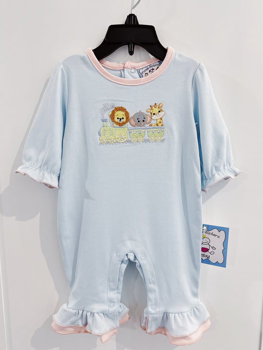 Three Sisters Zoo Train Girls Romper
