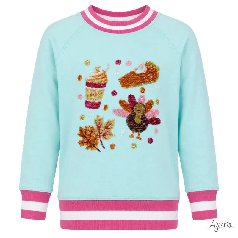Azarhia Seafoam Fall Elements Sequin Sweatshirt