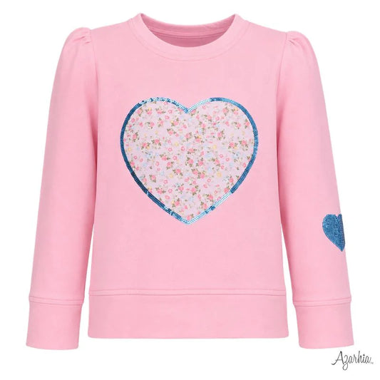 Azarhia Stay Sweet Sequin Applique Heart L/S Top