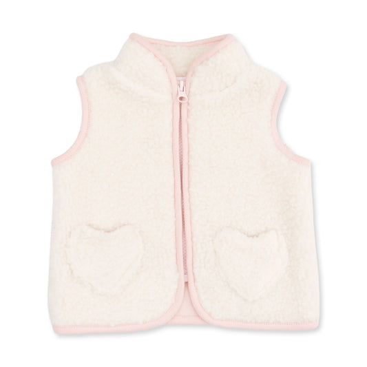 Angel Dear Sherpa Zip Vest with Heart Pockets