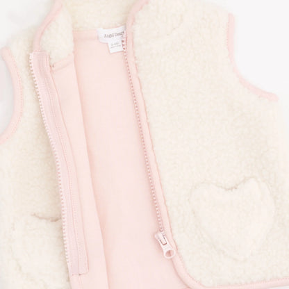 Angel Dear Sherpa Zip Vest with Heart Pockets