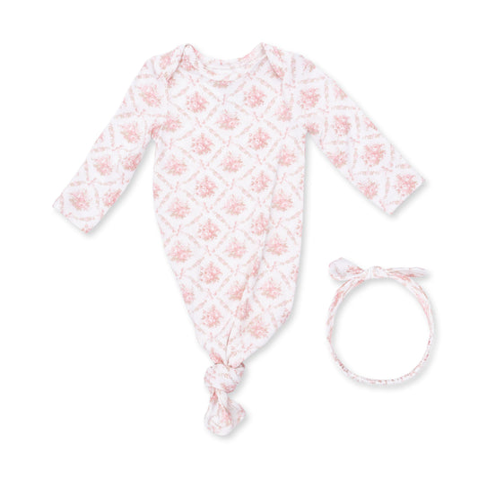 Angel Dear Rose Bow Lattice Knotted Gown Set