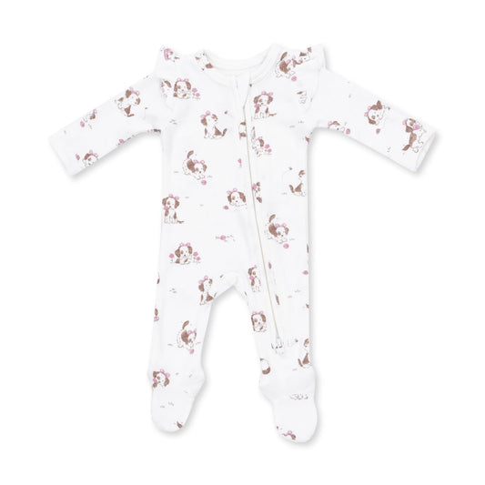 Angel Dear Pink Explorer Puppy 2 Way Zipper Footie