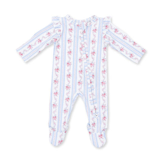 Angel Dear Anna Floral Stripe 2 Way Zipper Footie