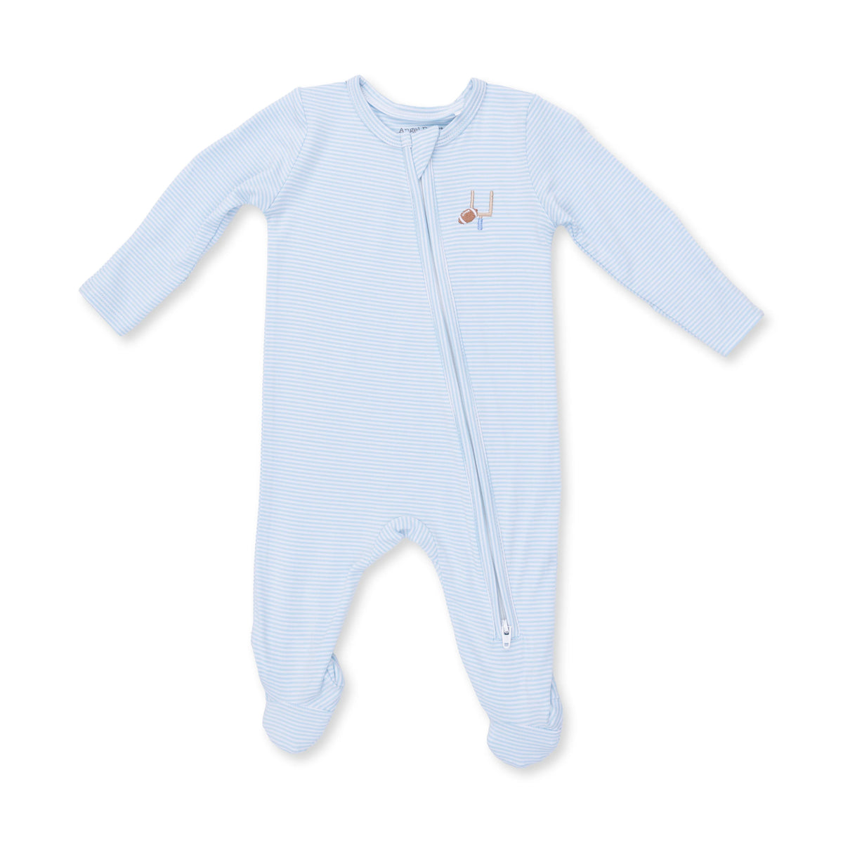 Angel Dear Blue Football Micro Stripe 2 Way Zipper Footie