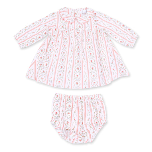 Angel Dear Marnie Rosebud Stripe Dress with Bloomer