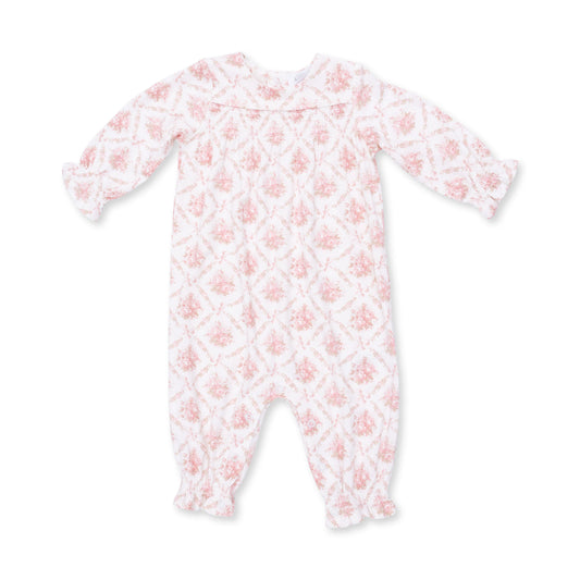 Angel Dear Rose Bow Lattice Smocked Romper