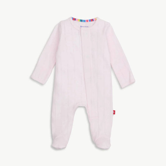 Magnetic Me Love Lines Pink Pointelle Footie