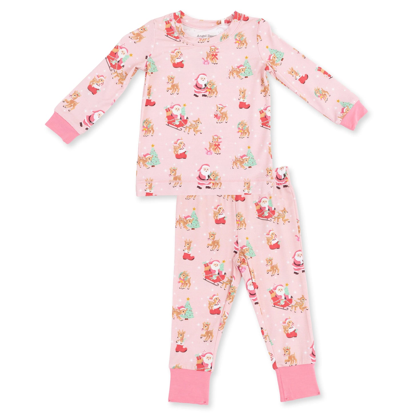 Angel Dear Pink Vintage Reindeer & Santa Loungewear Set