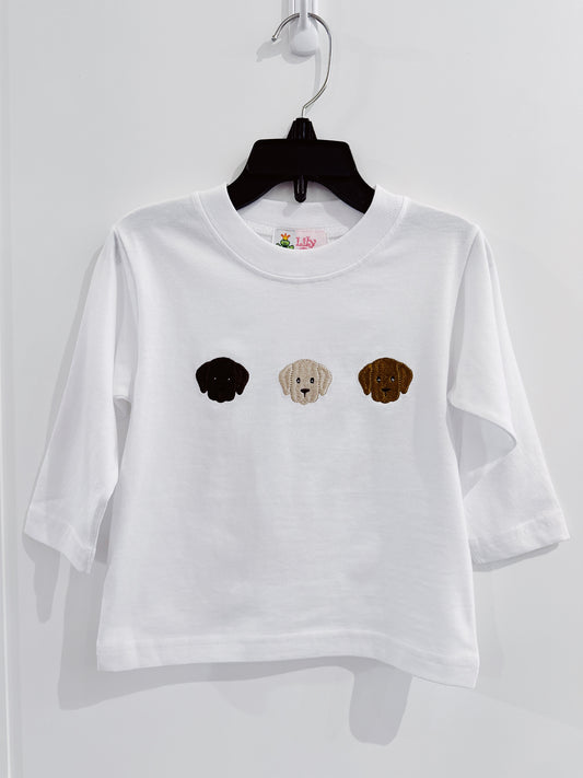 Lily Pads Boys White Lab Puppies L/S Tee