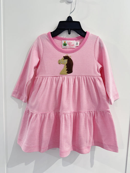 Lily Pads Girls Horse Tiered Dress