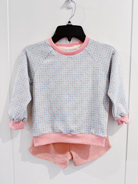 Honesty Blue/Pink Floral Sweatshirt Set