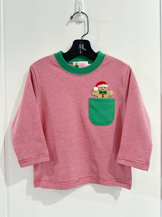 Lily Pads Boys Stripe Gingerbread L/S Tee