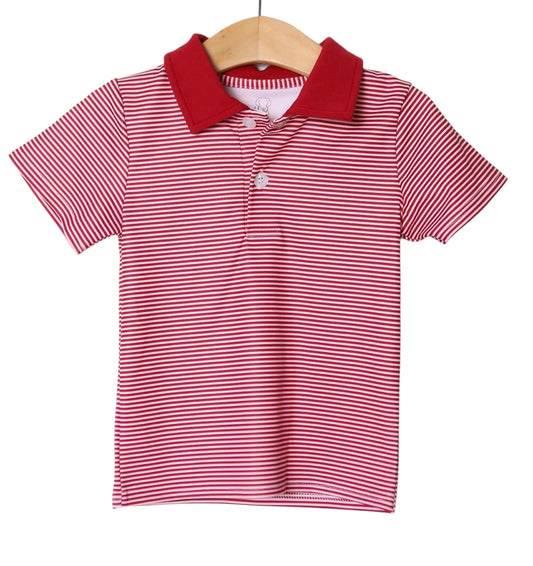 Millie Jay Crimson Stripe Dawson Polo