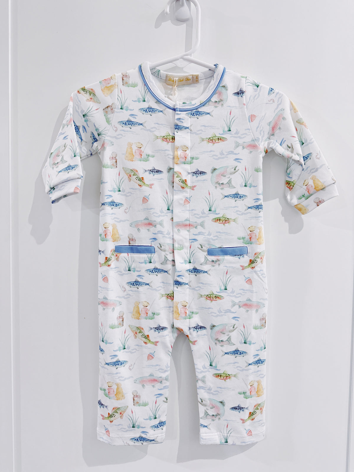 Baby Club Chic Gone Fishing Printed Pima Playsuit