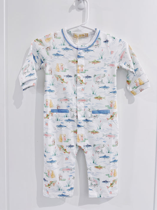 Baby Club Chic Gone Fishing Printed Pima Playsuit