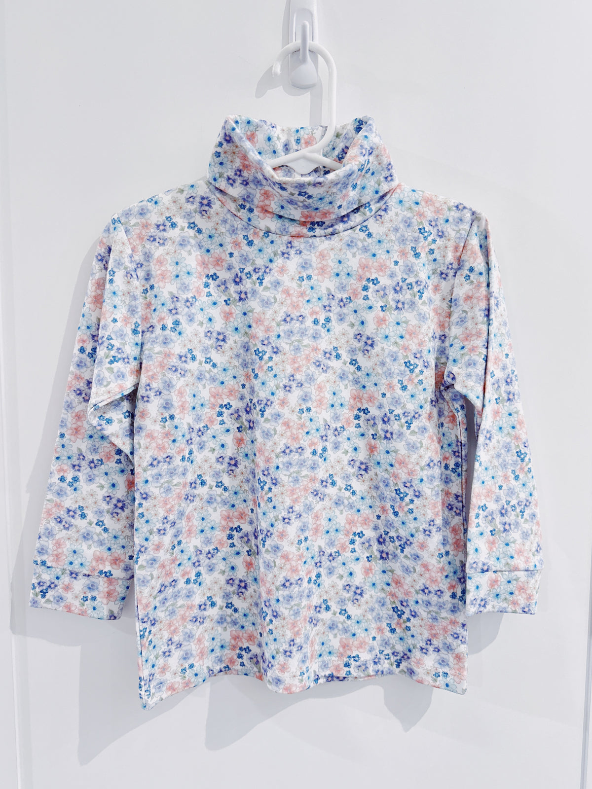 Baby Club Chic Whispers in Blue Printed Pima Turtleneck