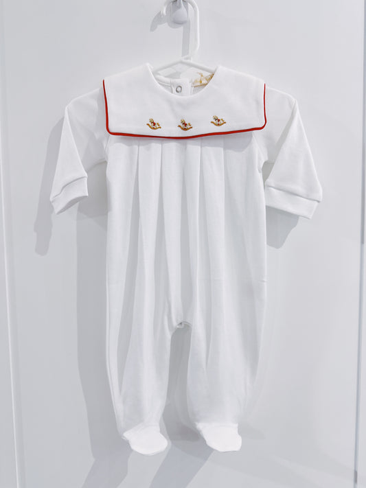 Baby Club Chic Christmas Rocking Horse Pima Footie